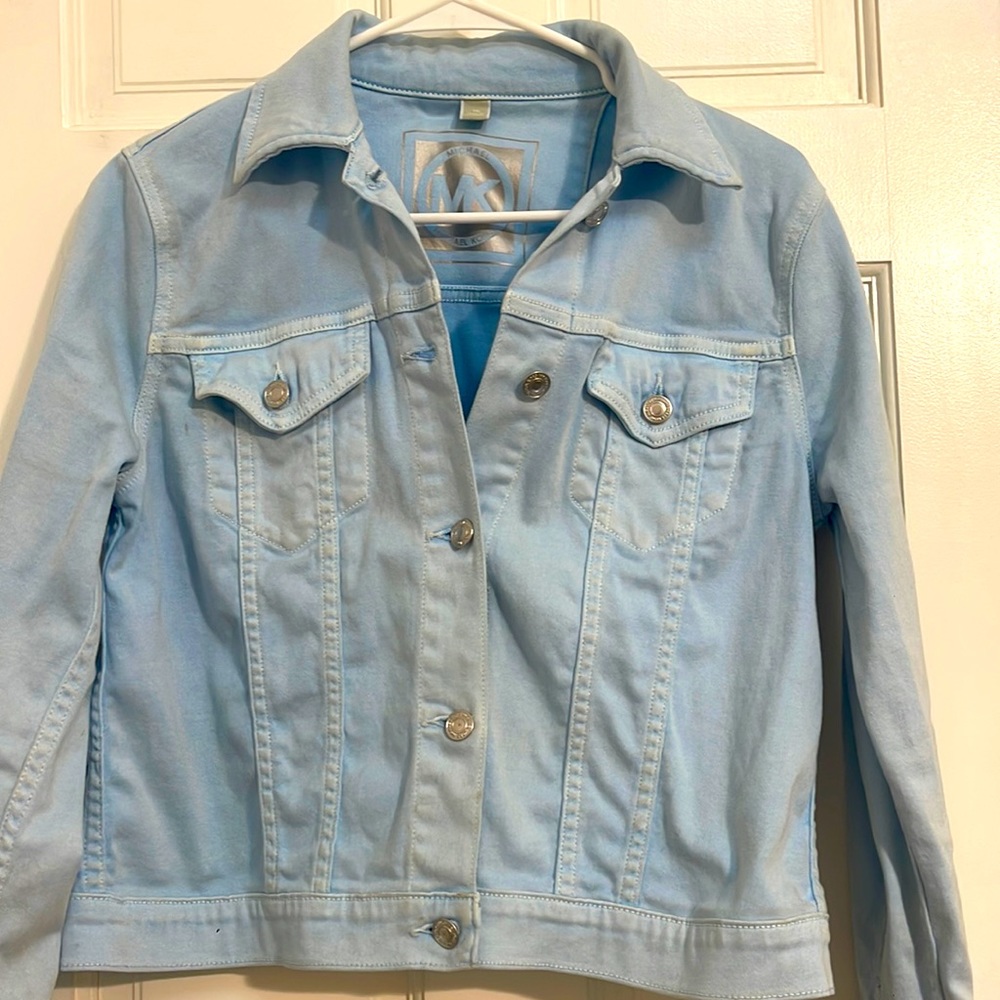 Baby blue denim cropped jacket